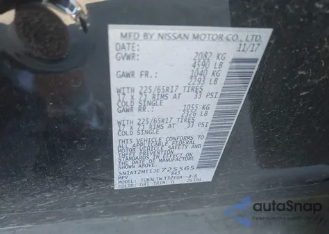 2018 Nissan Rogue Sv из США, поврежденный, VIN 5N1AT2MT1JC725565